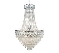 Sospensione Classico Louis Phillipe Acciaio Cromo Vetro 11 Luce E14