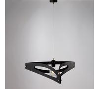 Sospensione con diffusore taglio laser in ferro laccato nero e rifiniture ottone brunito con cavo elettrico regolabile 1 luce