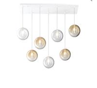 SOSPENSIONE CROMO 7 LUCI RETTANGOLARE VETRI 3X TR + 4X AM 1184CR-S7 R-TA