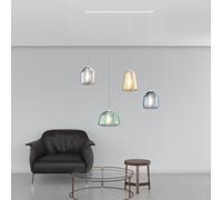 Sospensione Contemp. Rett Double Skin Metallo Bianco Vetro Mix Multicolor 4 Luci