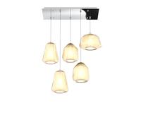 Sospensione Contemp. Rett. Double Skin Metallo Cromo Vetro Mix Ambra 5 Luci E27 [EEK: A++]
