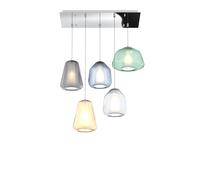 SOSPENSIONE CROMO 5 LUCI RETTANGOLARE VETRI (ALPHA VE) (BETA TR + BL) (GAMMA FU + AM) 1176CR-S5 R ABG-MC