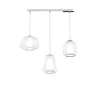 Sospensione Contemp. Rett. Double Skin Metallo Cromo Vetro Mix Trasp. 3 Luci E27