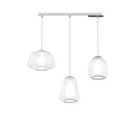 Sospensione Contemp. Rett. Double Skin Metallo Cromo Vetro Mix Trasp. 3 Luci E27 [EEK: A++]