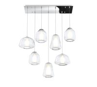 SOSPENSIONE CROMO 7 LUCI RETTANGOLARE VETRI 2X ALPHA + 3X BETA + 2X GAMMA TRASPARENTI 1176CR-S7 R ABG-TR
