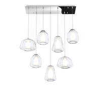 SOSPENSIONE CROMO 7 LUCI RETTANGOLARE VETRI 2X ALPHA + 3X BETA + 2X GAMMA TRASPARENTI 1176CR-S7 R ABG-TR