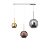 Sospensione Contemp. Rett. Future Metallo Cromo Vetro Multicolor 3 Luci E27