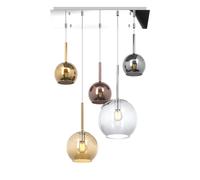 Sospensione Contemp. Rett. Future Metallo Cromo Vetro Multicolor 5 Luci E27