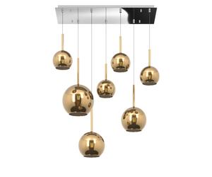 Sospensione Contemp. Rett. Future Metallo Cromo Vetro Oro 7 Luci E27