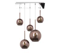 SOSP. CROMO RETTANGOLARE 5 LUCI VETRI (1 GRANDE+1 MEDIO+3 PICCOLO) TUTTI RAME 1155CR-S5 RMIX-RA