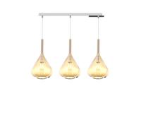 Sospensione Contemp Rett Kona Metallo Cromo Vetro Ambra 3 Luci E27