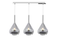 SOSPENSIONE CROMO 3 LUCI RETTANGOLARE VETRI FUME 1177CR-S3 R-FU