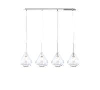 Sospensione Contemp Rett Kona Metallo Cromo Vetro Trasparente 4 Luci E27