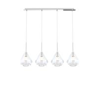 Sospensione Contemp Rett Kona Metallo Cromo Vetro Trasparente 4 Luci E27