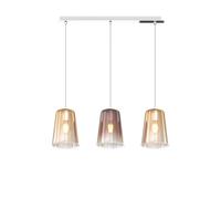 Sospensione Contemp. Rett. Shaded Metallo Cromo Vetro Ambra E Rame 3 Luci E27 [EEK: A++]