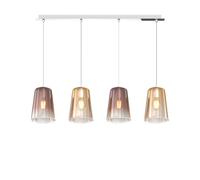 Sospensione Contemp. Rett. Shaded Metallo Cromo Vetro Ambra E Rame 4 Luci E27