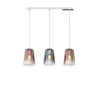 Sospensione Contemp. Rett. Shaded Metallo Cromo Vetro Rame E Cromo 3 Luci E27