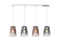 Sospensione Contemp. Rett. Shaded Metallo Cromo Vetro Rame E Cromo 4 Luci E27