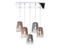 Sospensione Contemp. Rett. Shaded Metallo Cromo Vetro Rame E Cromo 5 Luci E27 [EEK: A++]
