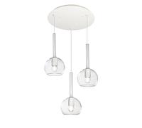 Sospensione Contemp. Rosone Tondo Future Met. Bianco Vetro Trasp. 3 Luci E27