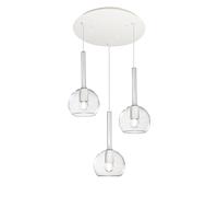 Sospensione Contemp. Rosone Tondo Future Met. Bianco Vetro Trasp. 3 Luci E27 [EEK: A++]