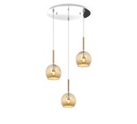 Sospensione Contemp. Rosone Tondo Future Met. Cromo Vetro Ambra 3 Luci E27 D42Cm [EEK: A++]