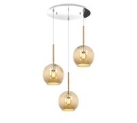 Sospensione Contemp. Rosone Tondo Future Met. Cromo Vetro Ambra 3 Luci E27 D47Cm [EEK: A++]