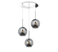Sospensione Contemp. Rosone Tondo Future Met. Cromo Vetro Cromo 3 Luci E27 D47Cm