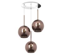 Sospensione Contemp. Rosone Tondo Future Met. Cromo Vetro Rame 3 Luci E27 D52Cm