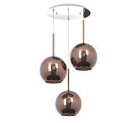 Sospensione Contemp. Rosone Tondo Future Met. Cromo Vetro Rame 3 Luci E27 D52Cm [EEK: A++]