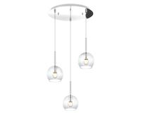 Sospensione Contemp. Rosone Tondo Future Met. Cromo Vetro Trasp. 3 Luci E27 42Cm [EEK: A++]