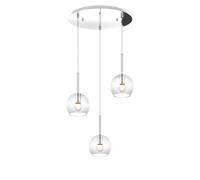 Sospensione Contemp. Rosone Tondo Future Met. Cromo Vetro Trasp. 3 Luci E27 42Cm