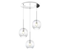 Sospensione Contemp. Rosone Tondo Future Met. Cromo Vetro Trasp. 3 Luci E27 47Cm [EEK: A++]