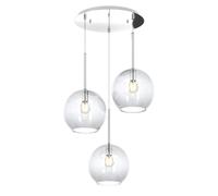 Sospensione Contemp. Rosone Tondo Future Met. Cromo Vetro Trasp. 3 Luci E27 52Cm [EEK: A++]