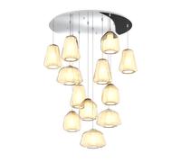 Sospensione Contemp Tonda Double Skin Metallo Cromo Vetro Mix Ambra 12 Luci E27