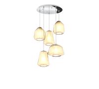 Sospensione Contemp Tonda Double Skin Metallo Cromo Vetro Mix Ambra 5 Luci E27 [EEK: A++]
