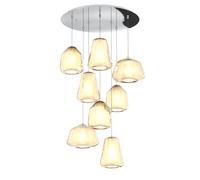Sospensione Contemp Tonda Double Skin Metallo Cromo Vetro Mix Ambra 8 Luci E27 [EEK: A++]