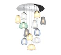 Sospensione Contemp Tonda Double Skin Metallo Cromo Vetro Mix Multicolor 12 Luci