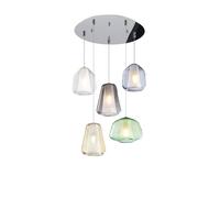 SOSPENSIONE CROMO 5 LUCI TONDA VETRI (ALPHA VE) (BETA TR + BLU) (GAMMA FU + AM) 1176CR-S5 T ABG-MC