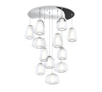 Sospensione Contemp Tonda Double Skin Metallo Cromo Vetro Mix Trasp 12 Luci E27 [EEK: A++]
