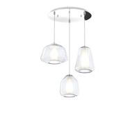 Sospensione Contemp Tonda Double Skin Metallo Cromo Vetro Mix Trasp. 3 Luci E27
