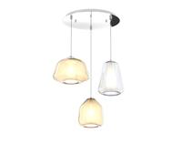 Sospensione Contemp Tonda Double Skin Metallo Cromo Vetro Mix Trasp Ambra 3 Luci