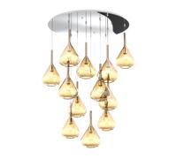 SOSPENSIONE CROMO 12 LUCI TONDA VETRI AMBRA 1177CR-S12 T-AM