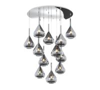 SOSPENSIONE CROMO 12 LUCI TONDA VETRI FUME 1177CR-S12 T-FU