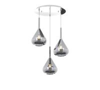 SOSPENSIONE CROMO 3 LUCI TONDA VETRI FUME 1177CR-S3 T-FU