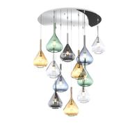 Sospensione Contemp Tonda Kona Metallo Cromo Vetro Multicolor 12 Luci E27 [EEK: A++]