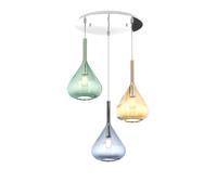 Sospensione Contemp Tonda Kona Metallo Cromo Vetro Multicolor 3 Luci E27