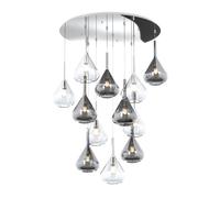 SOSPENSIONE CROMO 12 LUCI TONDA VETRI 6X TR + 6X FU 1177CR-S12 T-TF