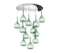 SOSPENSIONE CROMO 12 LUCI TONDA VETRI VERDE 1177CR-S12 T-VE