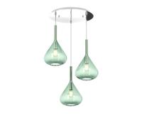 Sospensione Contemp Tonda Kona Metallo Cromo Vetro Verde 3 Luci E27 [EEK: A++]
